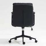 Office Chair,Mid Back Home Office Desk Task Chair with Wheels and Arms Ergonomic PU Leather Computer W1143133924
