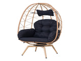 Oversized 360&deg Swivel Rattan Egg Chair Wicker Indoor Outdoor Patio Lounge Chair with Removable T5880P501003