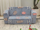 Glow-in-the-Dark Kids Foldable Sofa Bed All-Sponge Single Chaise Lounge Grey-Blue Ball Pattern 67916799