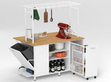 Kitchen Island with Storage Space, Breakfast Bar with Folding Flip-Up Panel, Large Storage Cabinet W2167P210778