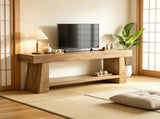 63 Inch Farmhouse TV Stand, Entertainment Center with 2 Tier Shelf for 55 to 75 Inch TVs 24974819