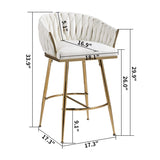 26'' Counter height bar stools velvet kitchen island counter bar stool with hand- wave back,golden W2215P147899