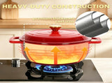 Cast iron 5QT cooking pot - Gradient red - Includes two silicone gloves - Enamel pot 72490556