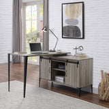 ZNTS Grey Oak Writing Desk with Sliding Barn Door B062P209219