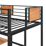Twin Metal Loft Bed with Desk and Shelve,Black MF292037AAB