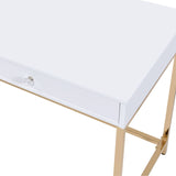 Ottey White High Gloss & Gold Finish Vanity Desk B2726P315732