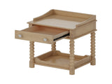 Retro Style Nightstand with Drawer and Open Shelf for Bedroom, Bedside Table with Turned Legs and N733P206240M