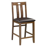Brown Finish 5pc Counter Height Set Dining Table and 4 Chairs Upholstered Seat Wooden Kitchen Dining B011P170894