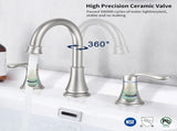 2-Handle 8 inch Widespread Bathroom Sink Faucet Brushed Nickel Lavatory Faucet 3 Hole 360&deg Swivel 89343189