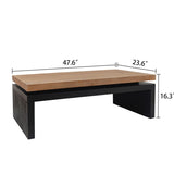 Black and Natural Wood Living Room Table Versatile Coffee Table 2-Tiered Wood Tabletop Table 47.6" L W2729P198992