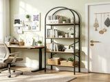 4Tier Arched Freestanding Bookshelf, Industrial Metal Frame Display Storage Rack with AntiTip 96878096