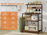 Bakers Rack with Power Outlet, 4-Tier Kitchen Coffee Bar and Microwave Stand, Storage Organizer, 93100756