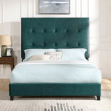 Queen Size Green Velvet Tufted Upholstered Platform Bed B108P160256
