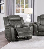 Classic Brownish Gray 1pc Reclining Chair Plush Comfort Pillow-Top Arms Vertical Tufting Solid Wood B011P168816