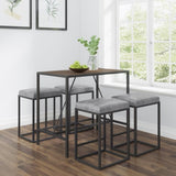 ZNTS Riley Indoor Walnut Metal Pub Dining Table with Metal Frame B02746799