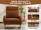 Modern Accent Rocking Chair Rocking Chair with Solid Wood Legs, Upholstered Nursery Glider Rocker, 77610753