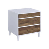 Two-tone Finish Nightstand with 3 Drawers, White and Weathered Oak B016P256489
