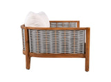2 Pieces Acacia Wood Patio Furniture Set, Outdoor Unique Tub Design Loveseat with Woven Rope Table, N780P245860G