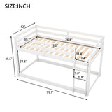 ZNTS Twin over Twin Floor Bunk Bed with Ladder , White 84319006