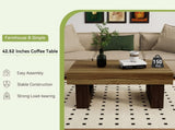 42 Inch Wood Rectangular Coffee Table, All MDF Farmhouse Accent Center Low Cocktail Tea Table with W1120P330143