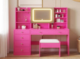 Barbie Pink Vanity Set Particleboard construction with tempered glass tabletop and textured 70723132