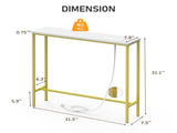 31.50"x7.87"x31.10" Console Table, MDF with Melamine Veneer & Iron Frame, with Power Outlet, White & 93057525