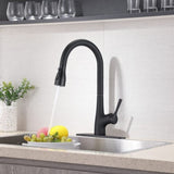 ZNTS Single Handle Pull Down Kitchen Sink Faucet Matte Black JYBC941MB