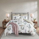 7 Piece Printed Seersucker Comforter Set with Throw Blanket Taupe/Blush Full/Queen B035P266669