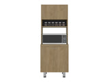 Fingal Kitchen Pantry with Microwave Space, Four Shelves and Closed Storage, Natural Oak B097P474321