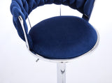 Set of 2 Bar Stools,with Chrome Footrest and Base Swivel Height Adjustable Mechanical Lifting Velvet W1249P247741