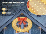60in Pre-Lit Outdoor Christmas Wreath Decoration, LED Metal Holiday Decor for Home Exterior, Garden 49439263