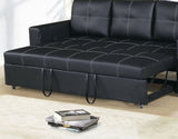 ZNTS Sectional Sofa Pull out Bed Living Room Couch Black Faux Leather Tufted Convertible Sofa HS00F6530-ID-AHD