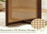 37.5" Round Dining Table for 2-4 People, Mid-Century Modern Kitchen Table with PE Rattan & Rubber 46001682