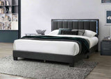 1pc Queen Size Bed Charcoal Wool Fabric Channel Tufting w LED Full Upholstered Bedframe Bedroom Bed B011P238968