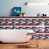 48 Pcs Red Marble Look Peel And Stick Wallpaper PVC Waterproof Self-Adhesive Tile Backsplash For 57663144