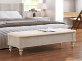 50.8-inch Multi-Functional Ottoman Bench-Solid Rubberwood Bed End Bench with Linen Seat, 31692215
