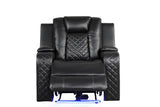 LED & Power Recliner Chair Made With Faux Leather in Black 659436350137