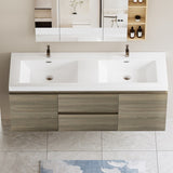60" Floating Bathroom Vanity with Sink, Modern Wall-Mounted Bathroom Storage Vanity Cabinet with W1573P152707