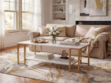 2-Tier Modern Coffee Table with Open Storage Shelf for Living Room & Robot Vacuum Friendly 14480497