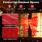 37" Christmas Bow Decoration 150 Warm LEDs, Red Fabric, Weatherproof, 2 Hanging Rings, Easy 91380992