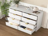 Modern 8 Drawers Dresser Chests for Bedroom,47.2" Wide Wood Chest of Drawers with Gold Metal W409P307536
