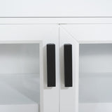 Modern White TV Console, 67" Width TV Stand, Glass Doors & Storage Drawers, Adjustable Shelves N779P296233W