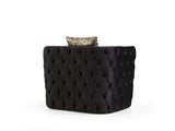 Button Tufted Chair Finished with Velvet Fabric and Gold Accent in Black B00961120