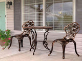 3 PCS Outdoor Bistro Set,Outdoor Patio Set, All-Weather Cast Aluminum Bistro Table Set for Backyard, 59012071