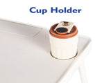 26 in Adjustable Height Personal Folding Table with Cupholder and Tablet Holder, White 57918338