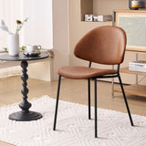 Set of 4 Upholstered PU Leather Dining Chairs Mid-Century Modern Dining Chairs with Curved Backrest W3010P291314