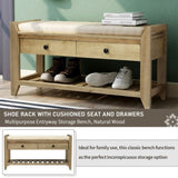 Shoe Rack with Cushioned Seat and Drawers, Multipurpose Entryway Storage Bench 51016143