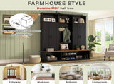 VIBE HAUS 62.2''W Entryway Hall Tree with Bench, 3 Top Cubbies & Bottom Storage Space, Farmhouse 10820621