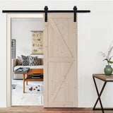 ZNTS 30 in. x 84 in. Unfinished Sliding Barn Door with 5.5FT Barn Door Hardware Kit & Handle ,K 00932362