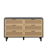 51.18"6-Drawers Rattan Storage Cabinet Rattan Drawer with White Drawer Slides,for Bedroom,Living W757P162761
